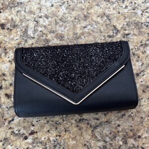 Chic Black Glitter Clutch